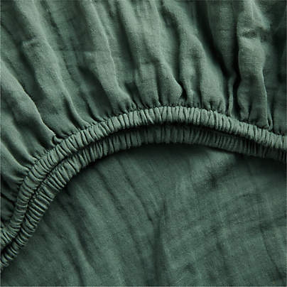 Supersoft Pine Green 100% Organic Cotton Gauze Baby Crib Fitted Sheet