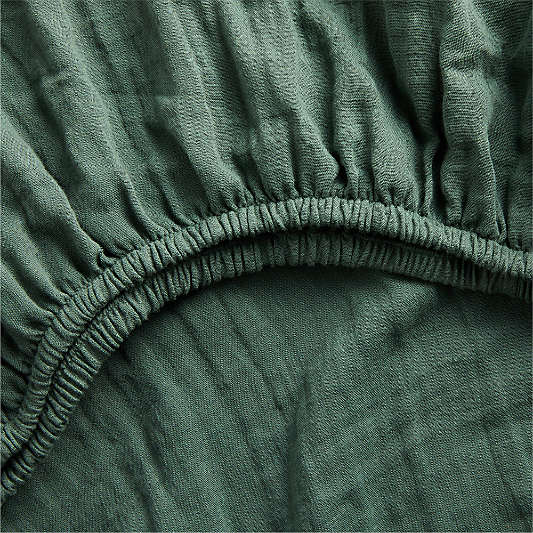 Supersoft Pine Green 100% Organic Cotton Gauze Baby Crib Fitted Sheet