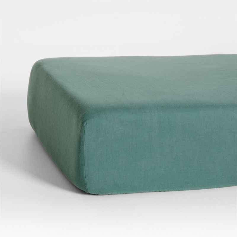 Supersoft Pine Green Organic Cotton Gauze Baby Crib Fitted Sheet - image 0 of 7