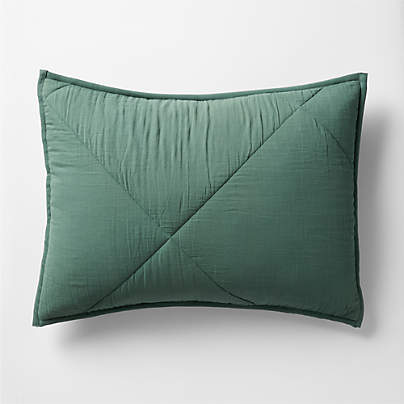 Supersoft Pine Green Quilted Cotton Gauze Kids Pillow Sham