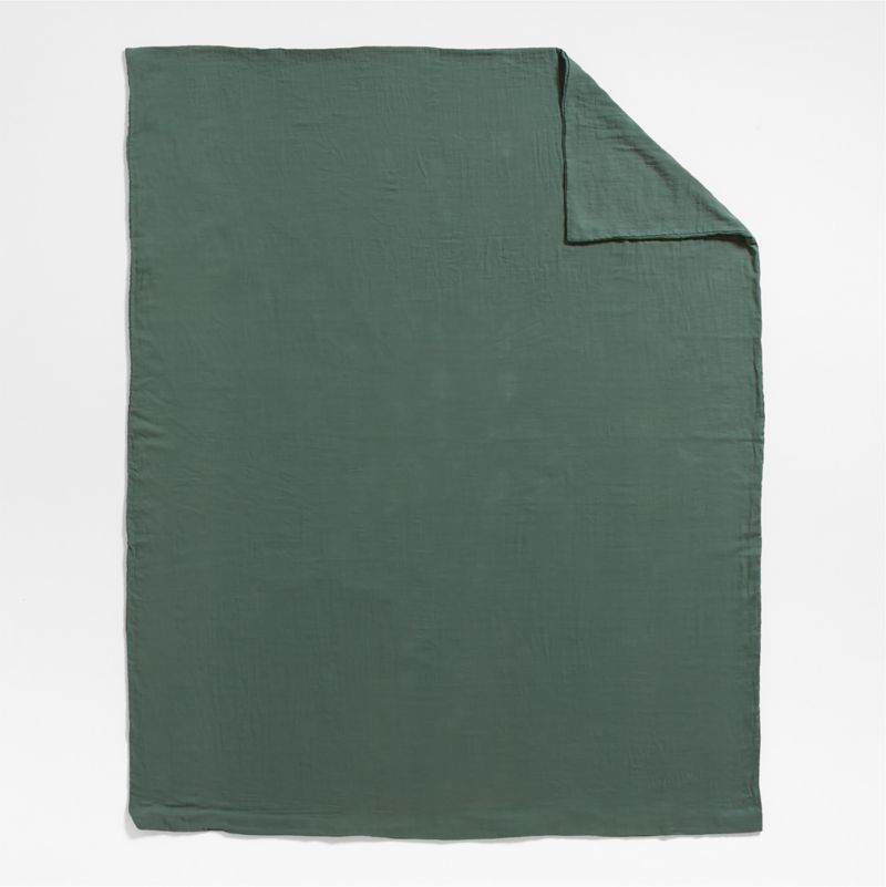 Supersoft Pine Green Organic Cotton Gauze Kids Twin Duvet Cover - image 5 of 8