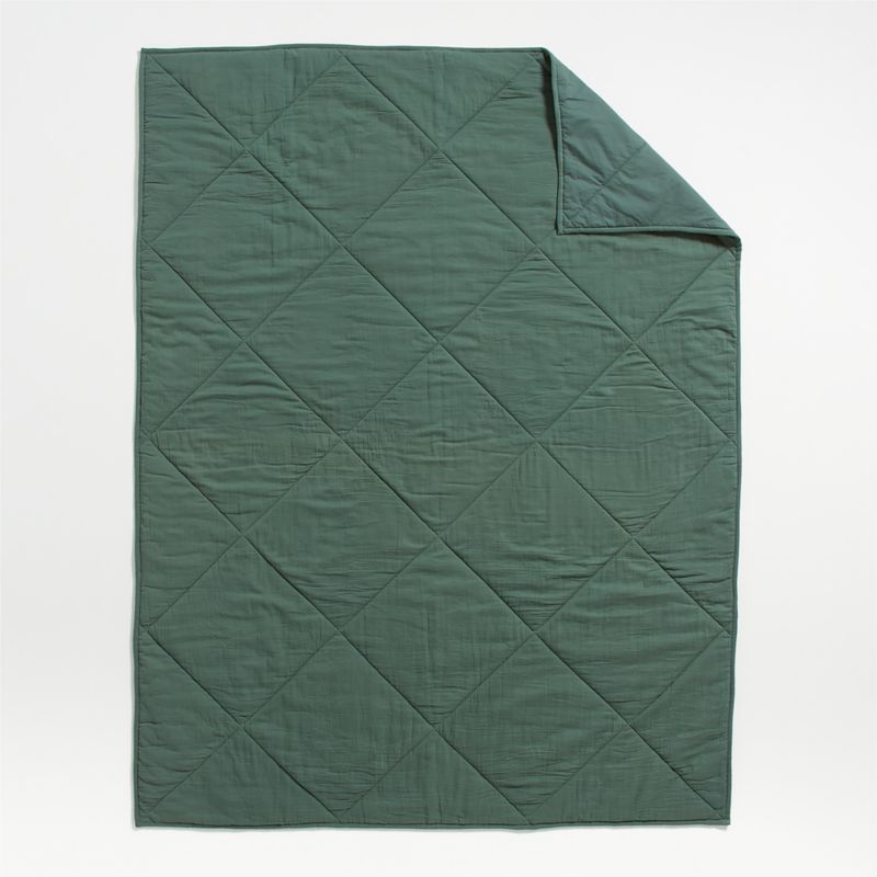 Supersoft Pine Green Cotton Gauze Kids Full/Queen Quilt - image 7 of 11