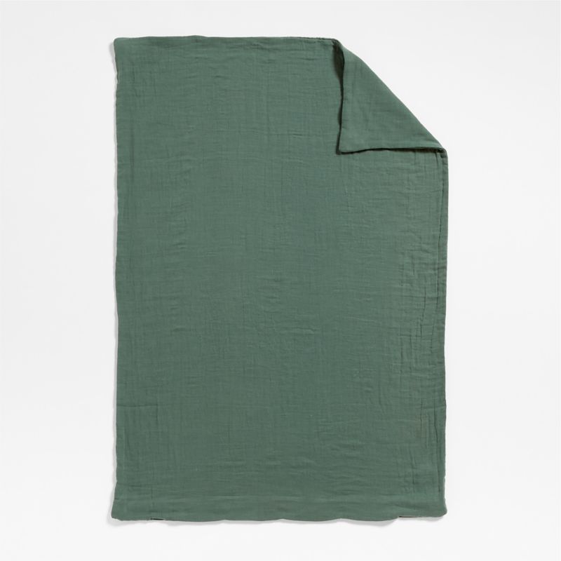 Supersoft Pine Green Organic Cotton Gauze Toddler Duvet Cover - image 1 of 6