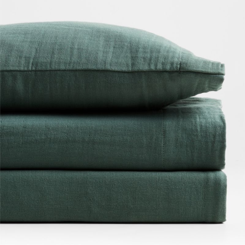 Supersoft Pine Green Organic Cotton Gauze Toddler Sheet Set - image 3 of 6