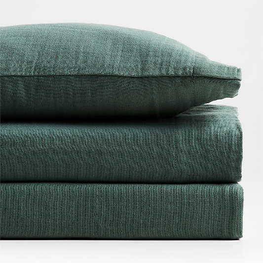 Supersoft Pine Green Organic Cotton Gauze Toddler Sheet Set