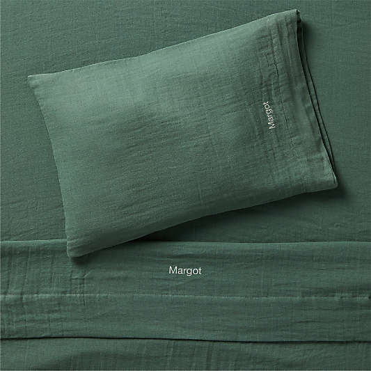 Supersoft Pine Green Organic Cotton Gauze Toddler Sheet Set