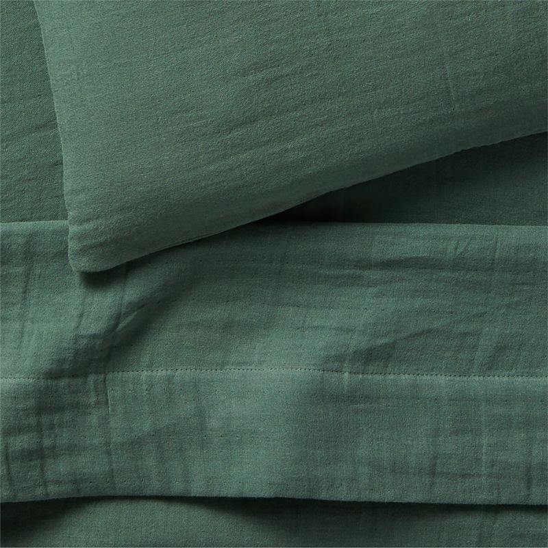 Supersoft Pine Green Organic Cotton Gauze Toddler Sheet Set - image 4 of 6