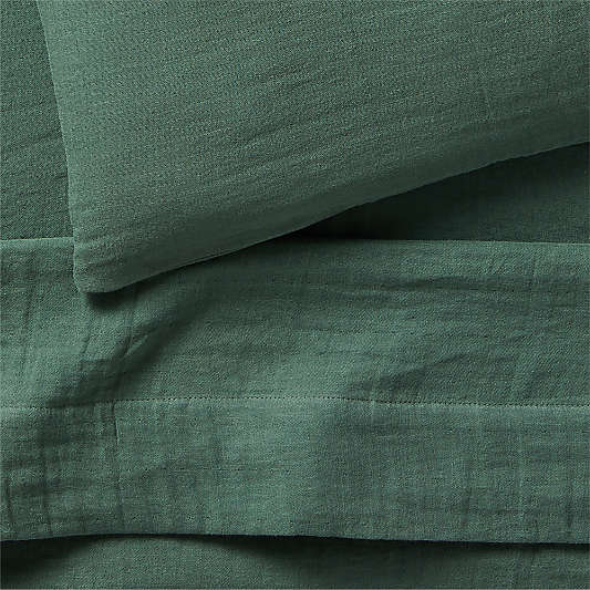 Supersoft Pine Green Organic Cotton Gauze Toddler Sheet Set