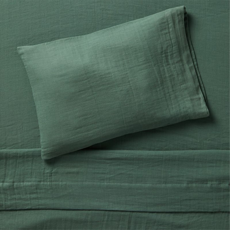 Supersoft Pine Green Organic Cotton Gauze Toddler Sheet Set