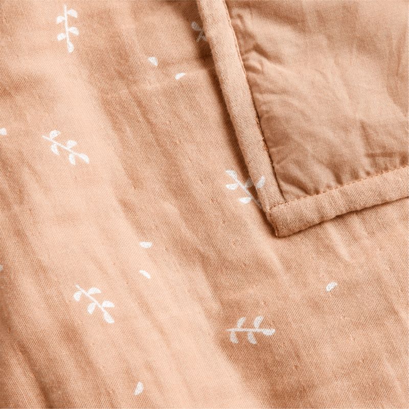 Supersoft Terracotta Leaf Print Cotton Gauze Baby Crib Quilt - image 6 of 8