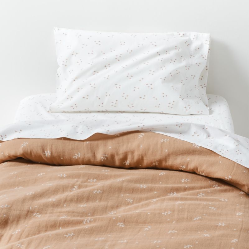 Supersoft Terracotta Leaf Print Organic Cotton Gauze Toddler Duvet Cover - image 0 of 7