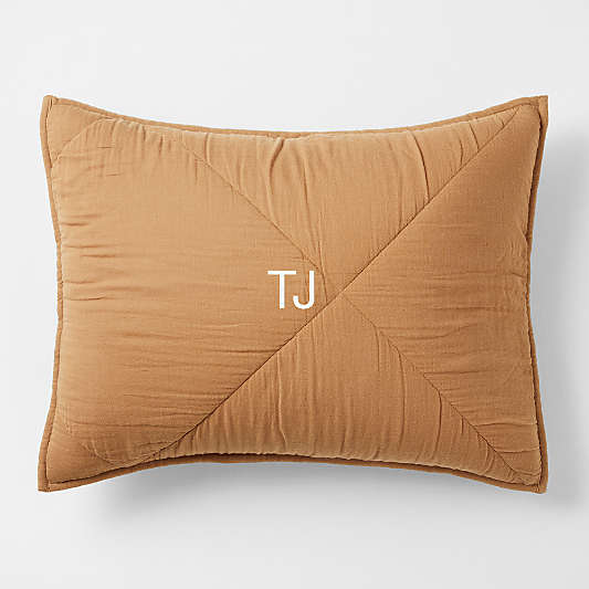 Supersoft Brulee Brown Quilted Organic Cotton Gauze Kids Pillow Sham