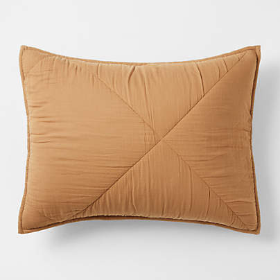 Supersoft Brulee Brown Quilted Cotton Gauze Kids Pillow Sham