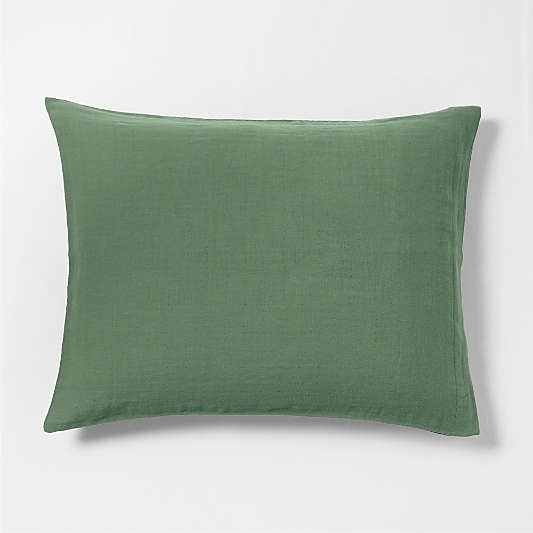 Supersoft Gauze Organic Cotton Pine Green Standard Bed Pillow Sham