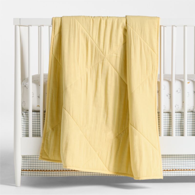 Supersoft Straw Yellow Cotton Gauze Baby Crib Quilt - image 0 of 7