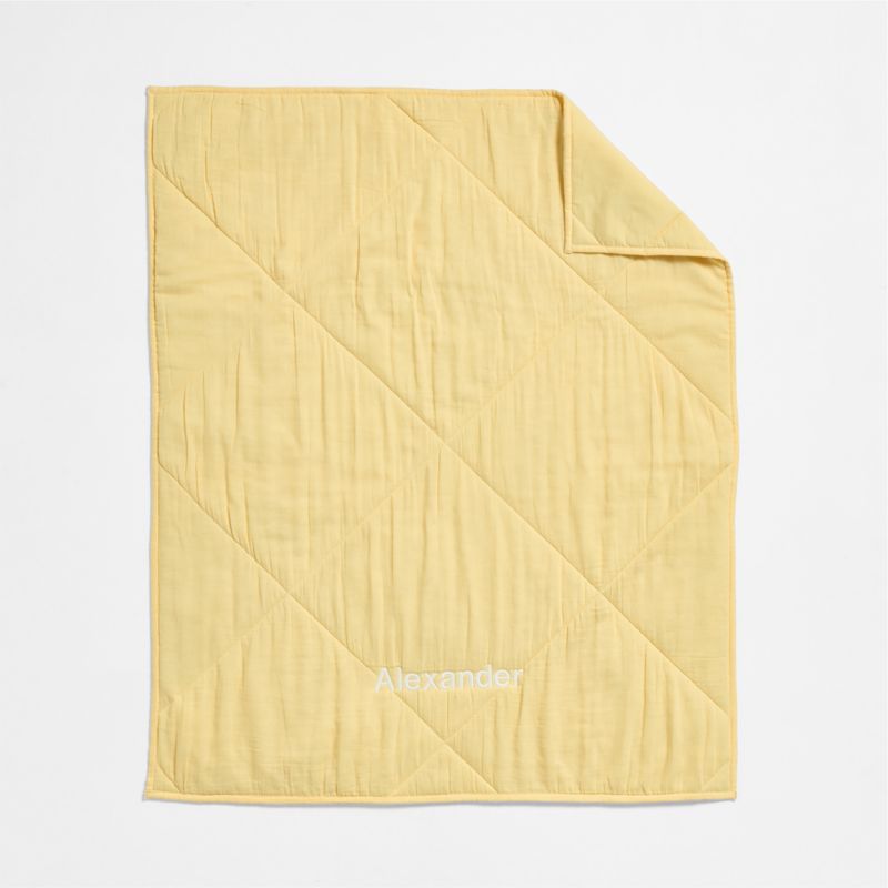 Supersoft Straw Yellow Cotton Gauze Baby Crib Quilt - image 3 of 7