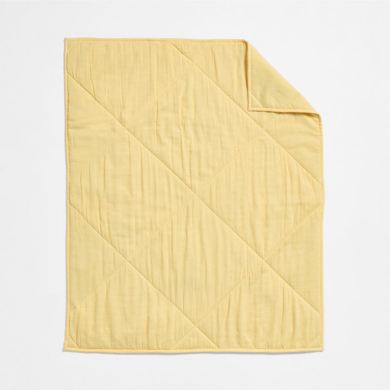 Supersoft Straw Yellow Cotton Gauze Baby Crib Quilt - image 4 of 7