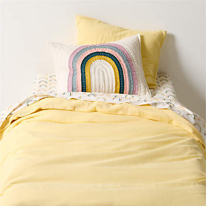 Supersoft Straw Yellow Organic Cotton Gauze Kids Full/Queen Duvet Cover