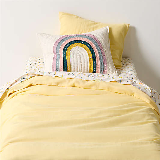 Supersoft Straw Yellow Organic Cotton Gauze Kids Twin Duvet Cover