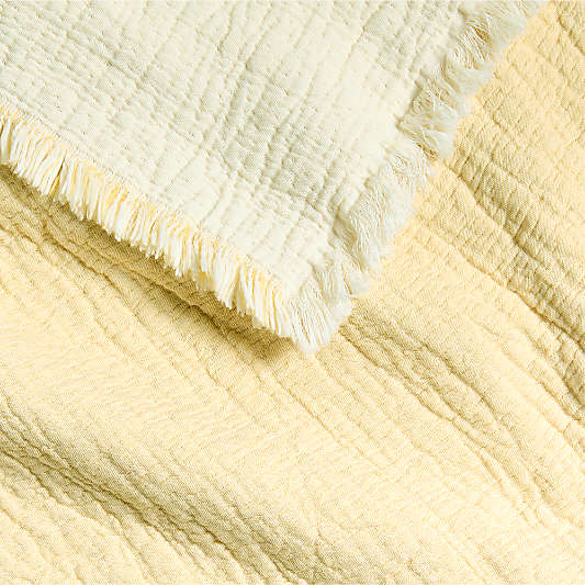 Supersoft Straw Yellow Organic Cotton Gauze Kids Throw Blanket