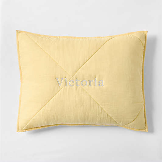 Supersoft Straw Yellow Organic Cotton Gauze Kids Quilted Sham