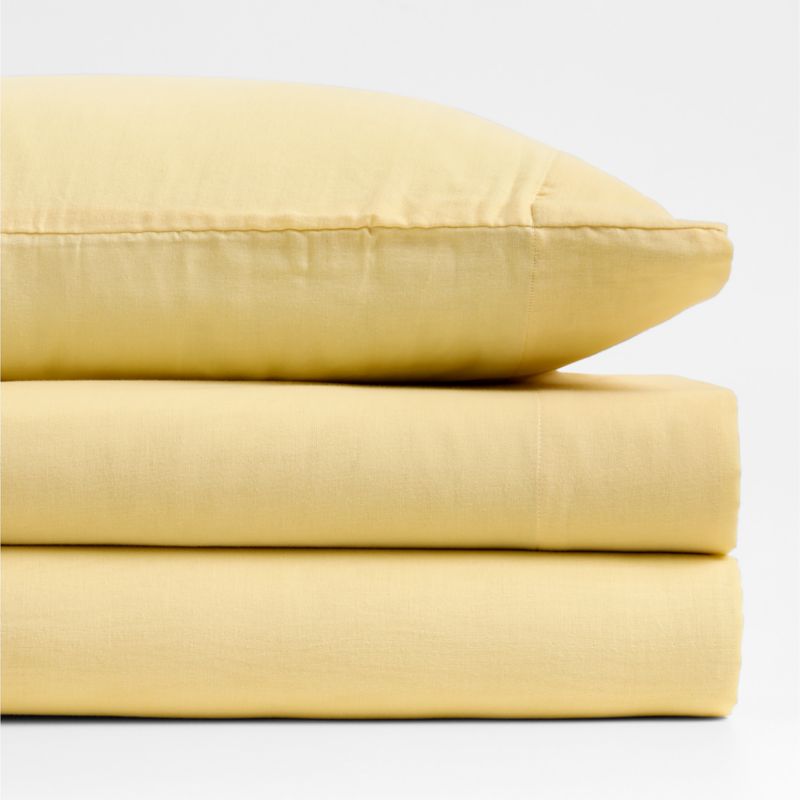 Supersoft Straw Yellow Organic Cotton Gauze Kids Queen Sheet Set - image 2 of 5