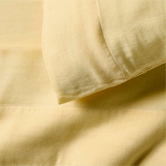 Supersoft Straw Yellow 100% Organic Cotton Gauze Kids Queen Sheet Set