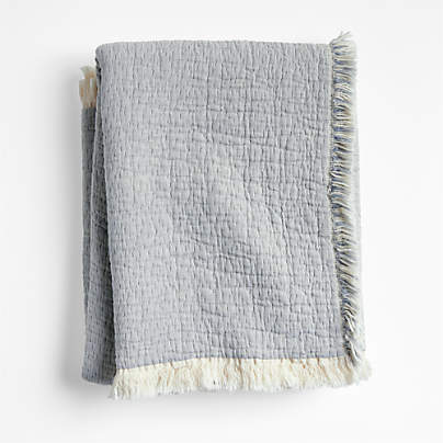 Supersoft Organic Cotton Gauze Smoke Blue Kids Blanket