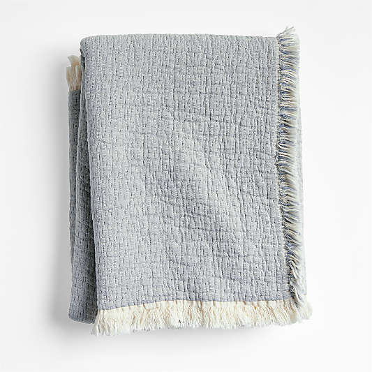 Supersoft Organic Cotton Gauze Smoke Blue Kids Blanket