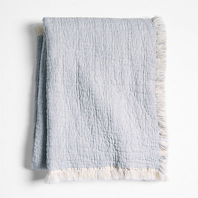 View Supersoft Organic Cotton Gauze Smoke Blue Baby Stroller Blanket details