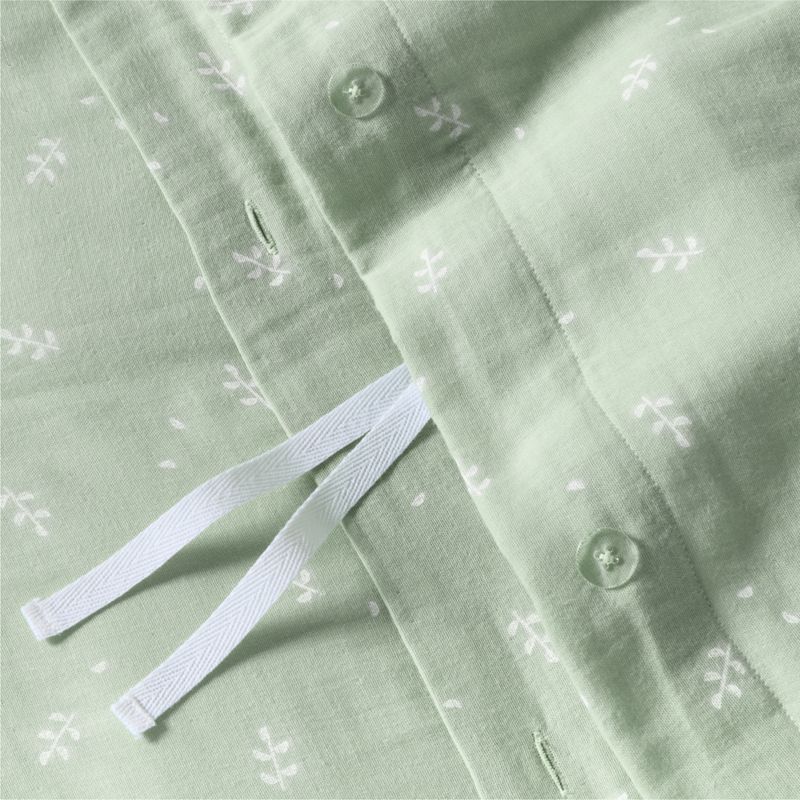 Supersoft Muted Teal Leaf Print Organic Cotton Gauze Kids Full/Queen Duvet Cover - image 5 of 6