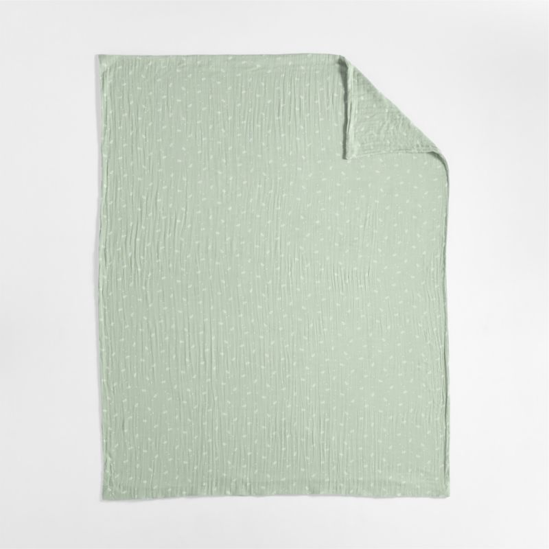 Supersoft Muted Teal Leaf Print Organic Cotton Gauze Kids Full/Queen Duvet Cover - image 3 of 6