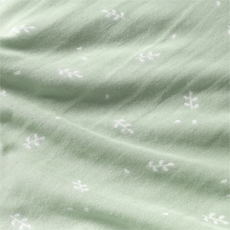 Supersoft Muted Teal Leaf Print Organic Cotton Gauze Kids Full/Queen Duvet Cover - image 4 of 6