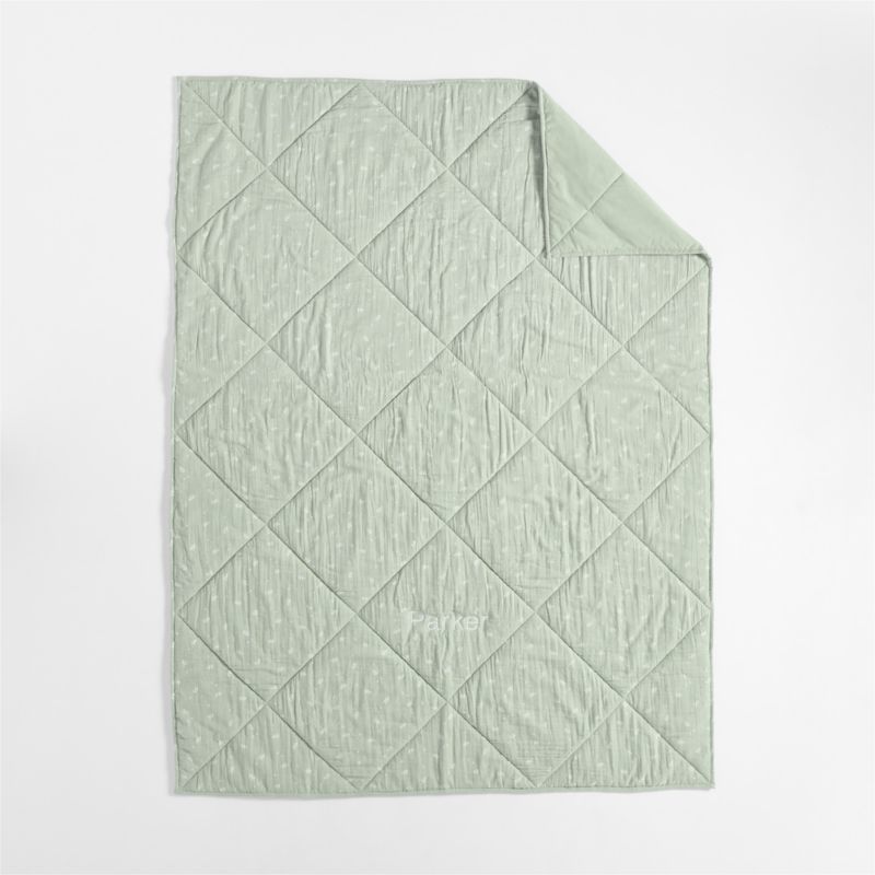 Supersoft Muted Teal Leaf Print Cotton Gauze Kids Full/Queen Quilt - image 5 of 9