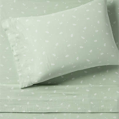 Supersoft Teal Leaf Print 100% Organic Cotton Gauze Kids Twin Sheet Set
