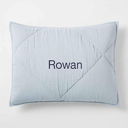 Supersoft Mist Blue Quilted Organic Cotton Gauze Kids Pillow Sham