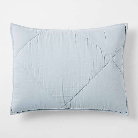 Supersoft Mist Blue Quilted Cotton Gauze Kids Pillow Sham