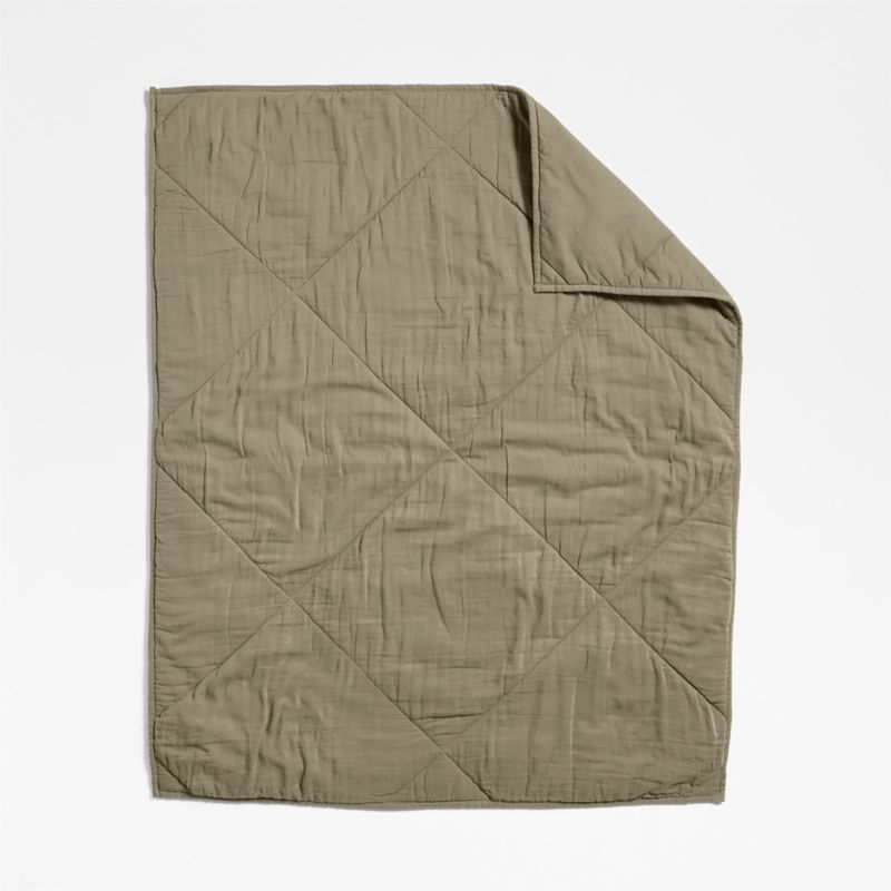 Supersoft Garden Green Cotton Gauze Baby Crib Quilt