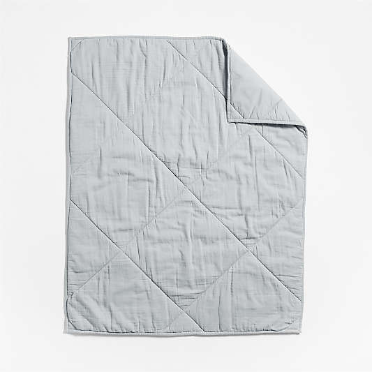 Supersoft Mist Blue Organic Cotton Gauze Baby Crib Quilt