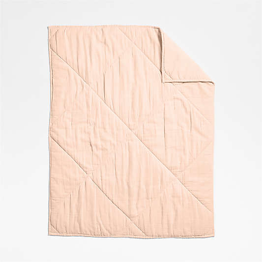 Supersoft Elegant Pink Organic Cotton Gauze Baby Crib Quilt Bedding Set