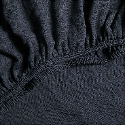 Supersoft Midnight Navy Blue Organic Cotton Gauze Baby Crib Fitted Sheet