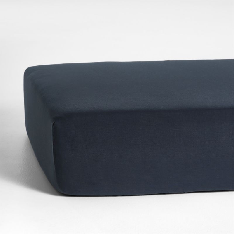 Supersoft Midnight Navy Blue Organic Cotton Gauze Baby Crib Fitted Sheet