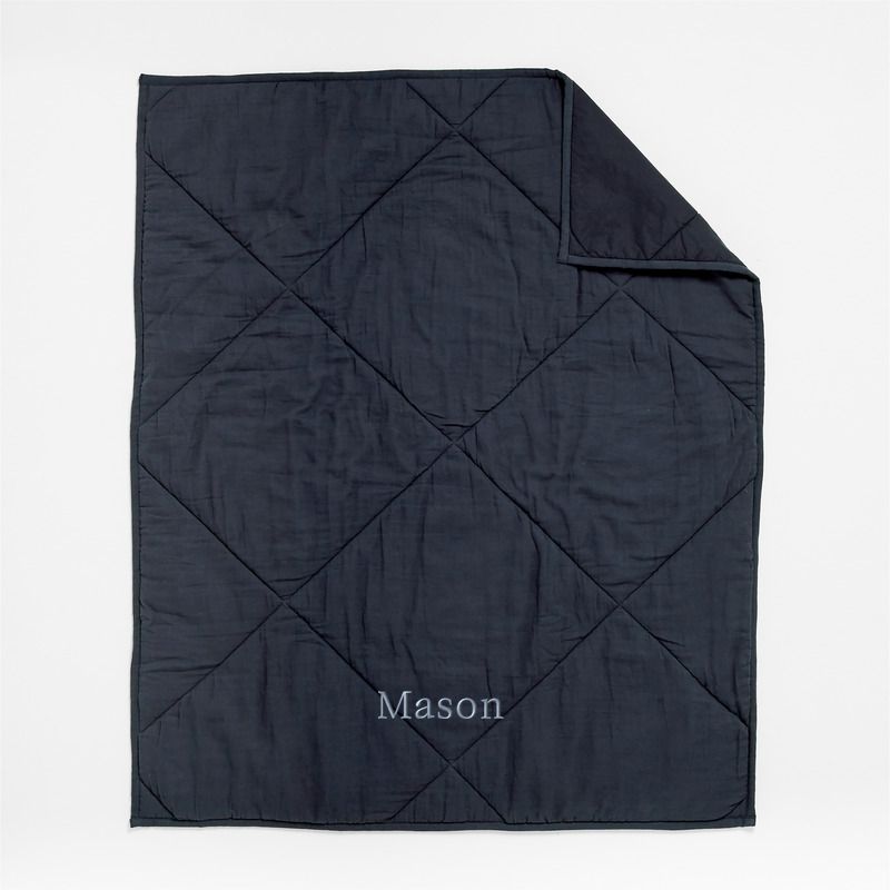 Supersoft Midnight Navy Blue Cotton Gauze Baby Crib Quilt - image 3 of 7