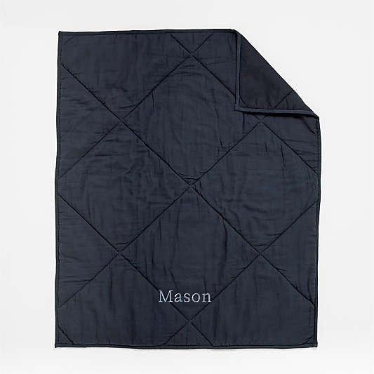 Supersoft Midnight Navy Blue 100% Organic Cotton Gauze Baby Crib Quilt