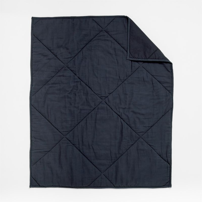 Supersoft Midnight Navy Blue Cotton Gauze Baby Crib Quilt - image 4 of 7