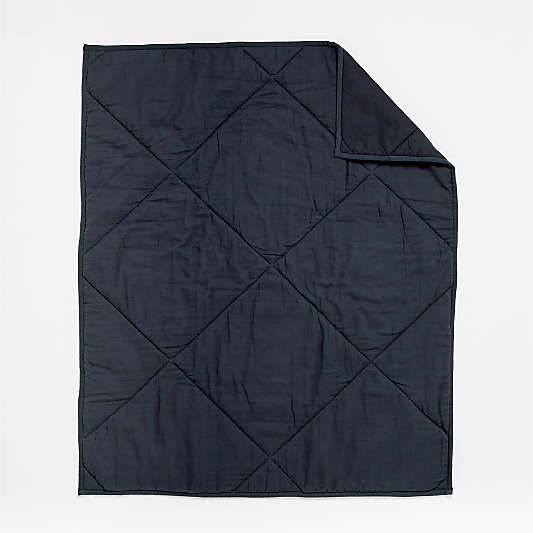 Supersoft Midnight Navy Blue Cotton Gauze Baby Crib Quilt