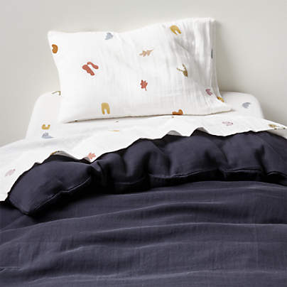 Supersoft Midnight Navy Blue Organic Cotton Toddler Duvet Cover