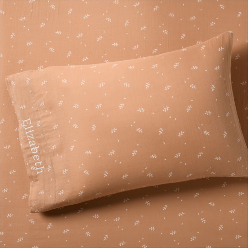 Supersoft Terracotta Leaf Print Organic Cotton Gauze Kids Pillowcase - image 5 of 9