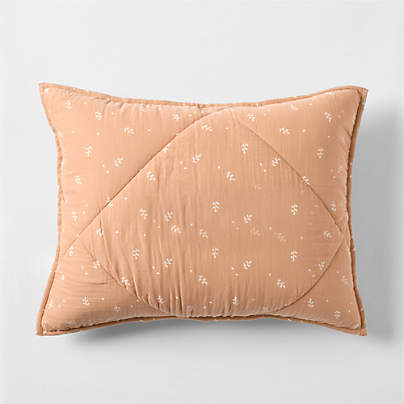Supersoft Terracotta Leaf Print Organic Cotton Gauze Kids Quilted Pillow Sham