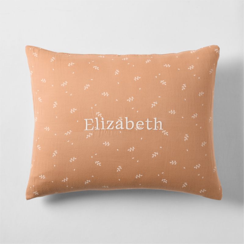 Supersoft Terracotta Leaf Print Organic Cotton Gauze Kids Pillow Sham - image 3 of 5